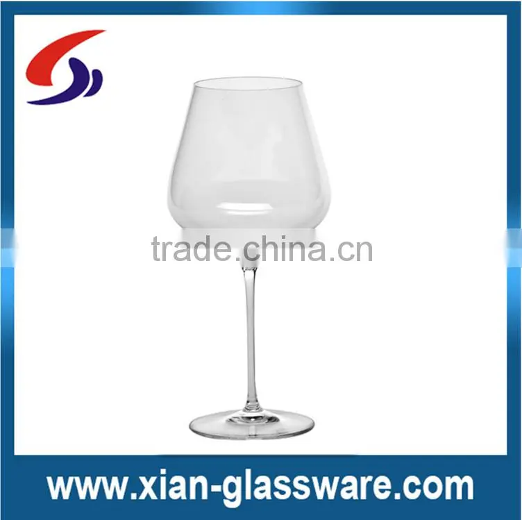 Promotional clear hand made long stem wine glasses/goblet/wine glass set for wholesale