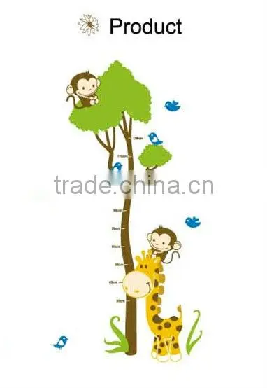 Kindergarten Room Removable Cartoon Kids Height Growth Chart Wall Sticker