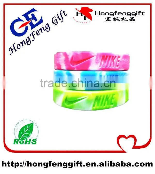 Great quality 1 inch silicone bracelet / rubber wrist band / ink filled wristband