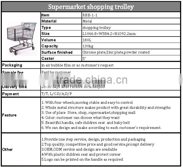 Large metal shopping trolley with child seat wheels(RHB-1-1)