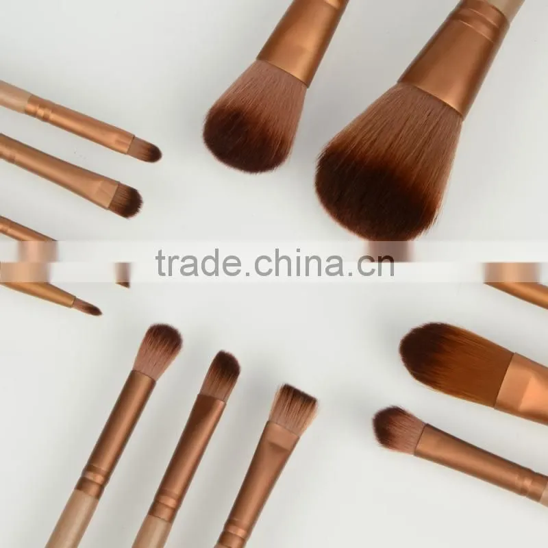 12pcsProfessional Makeup Brush set with Natural Hair,make up brush set with PU zipper bag