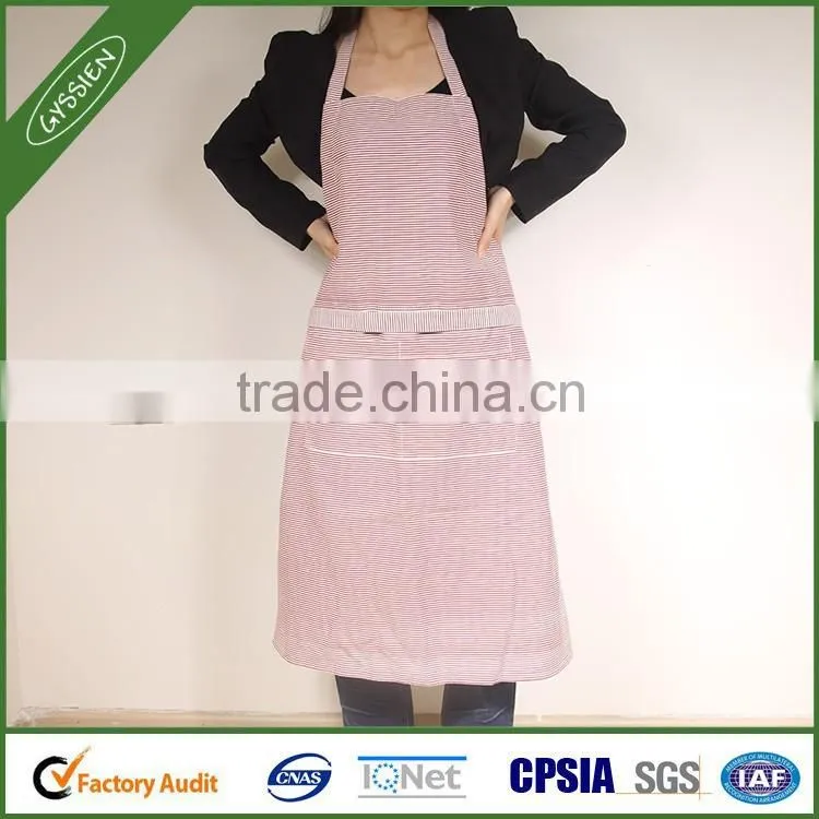 Stock wholesale stripe/custom reusable cooking apron,plastic apron with sleeves