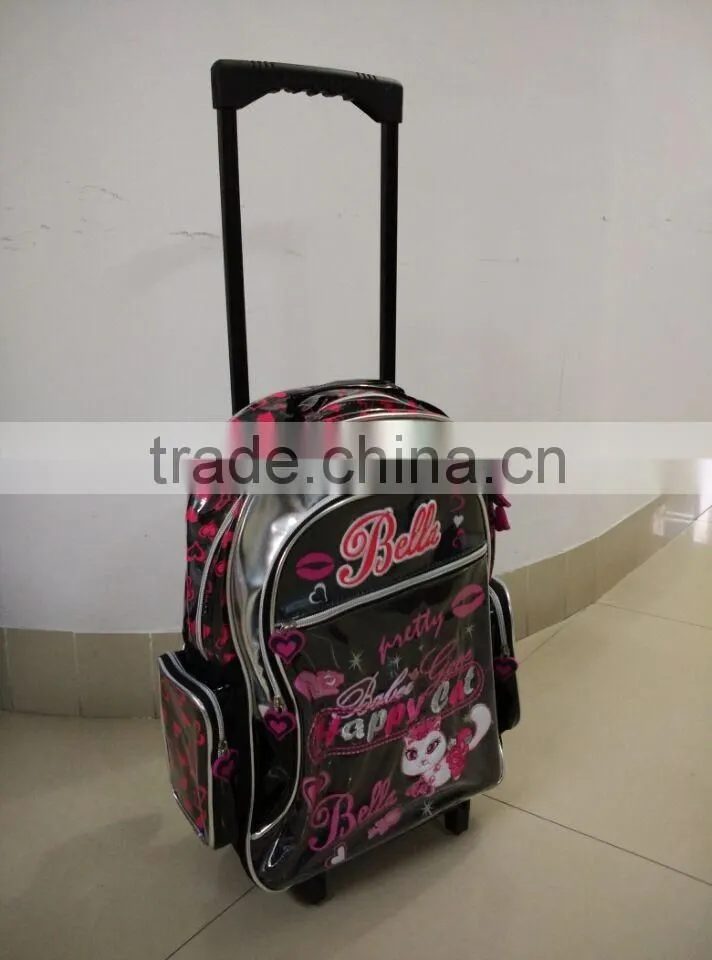 Teenage girls material school trolley bag