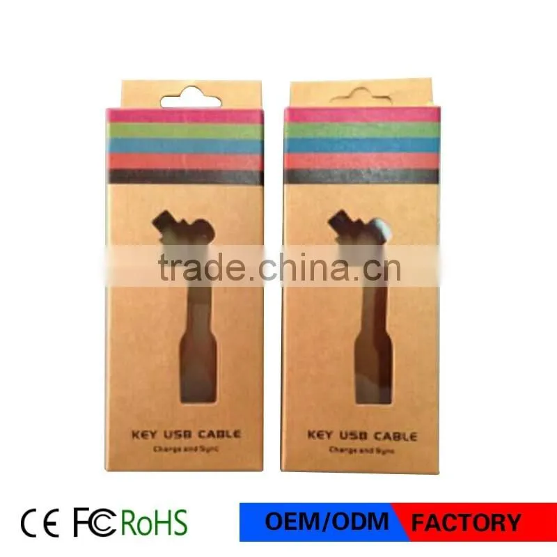 Original Retail Package Fashion Protable Charger Micro USB KeyChain Cable Keyring USB Charger Cable