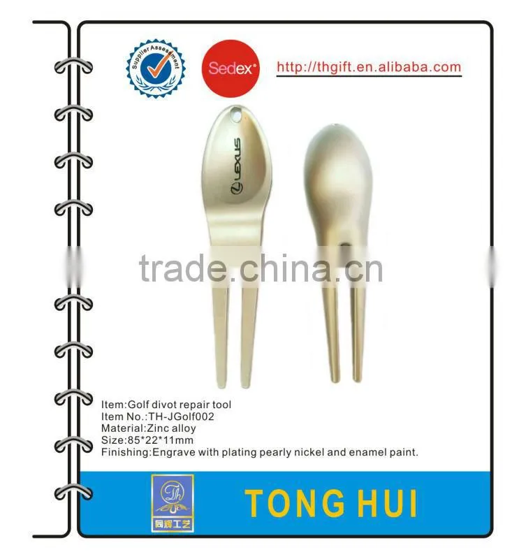 Custom zinc alloy golf divot repair tools with antique nickel plated