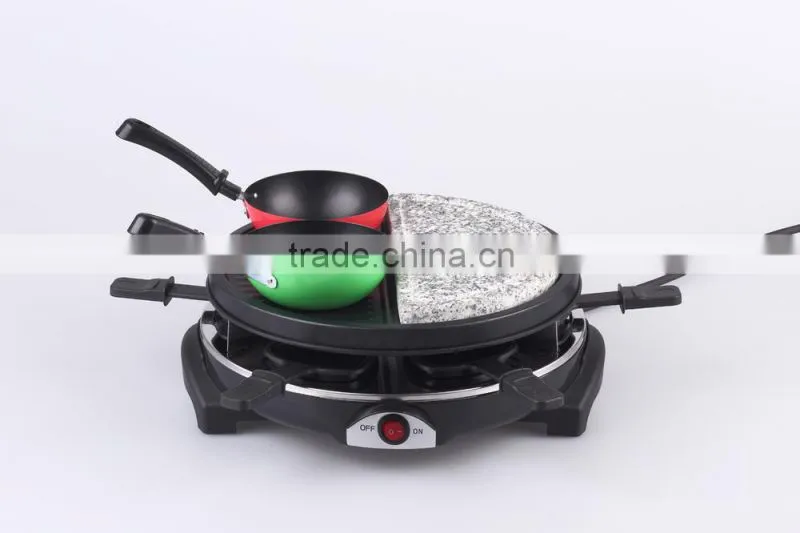 900W 6-Person Raclette Grill With Glass Plate RG-106G