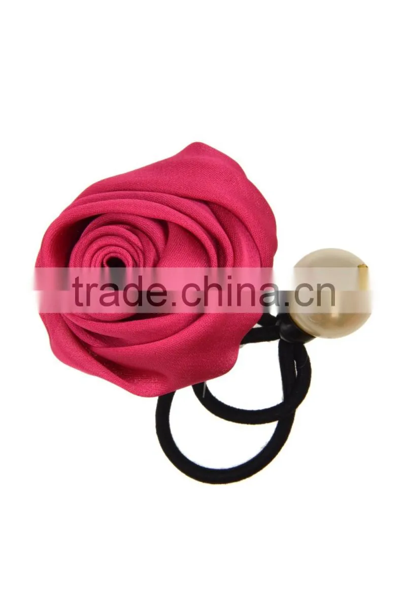Acetate Satin Rosette Elastic/Hair Ties