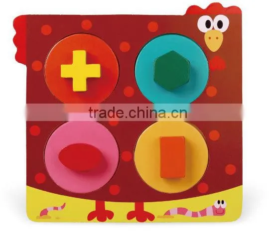 4 different shape grap chunky puzzle star square roundness triangle custom puzzle sheep intelligence toy wooden jigsaw puzzle