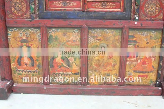 Chinese Antique Old Beautiful Tibetan Door Sakia Temple