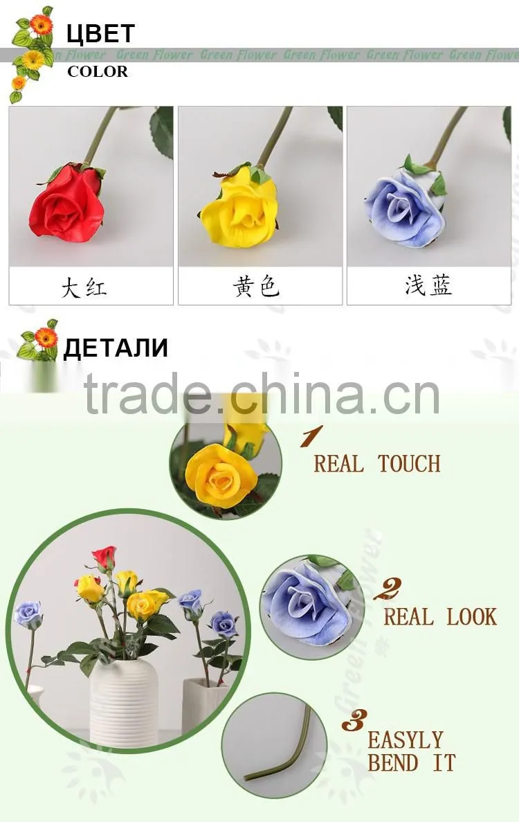 Greenflower 2016 Wholesale handscrafts Real Touch Latex PU China Artificial Flowers Rose bud for wedding decoration occation