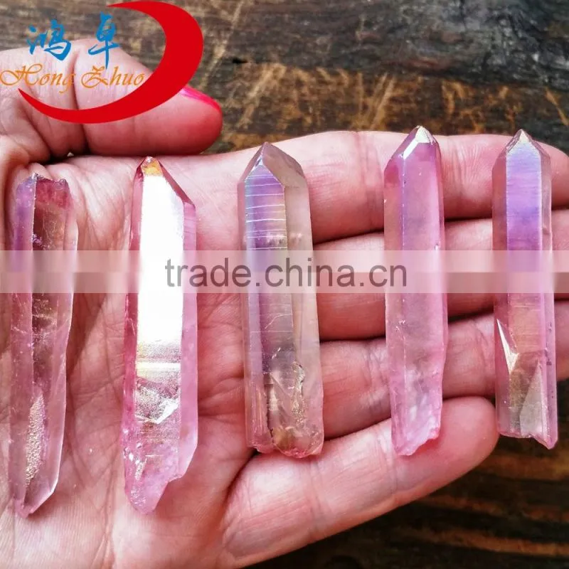 Rock mineral specimen titanium crystal quartz point with inclusions for healing energy