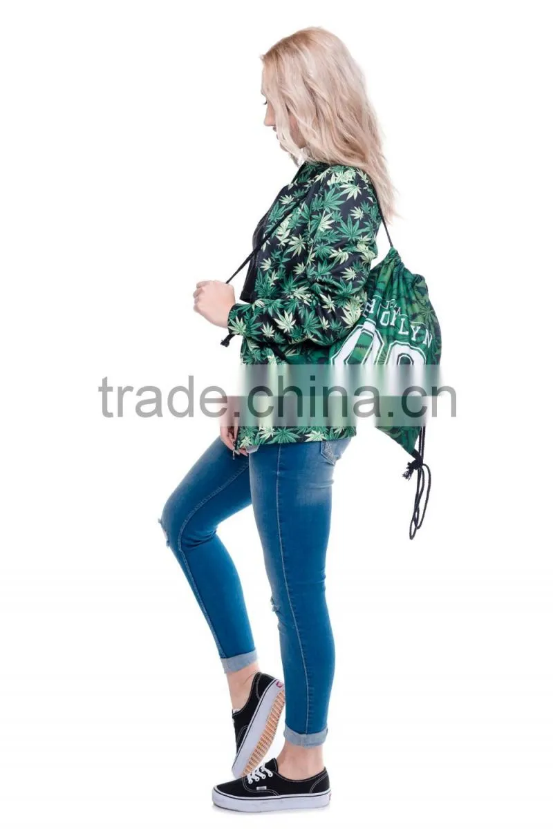 China Supplier 3D Full Print Team Weed Calico Gym Sack Drawstring Bag