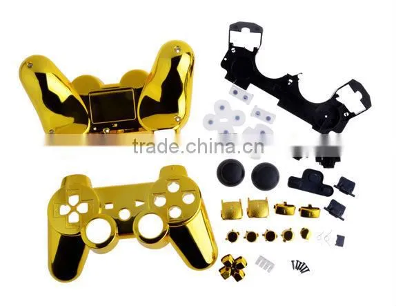 Golden Chrome for PS3 Custom Controller Full Shell Plus Full Matching Buttons set