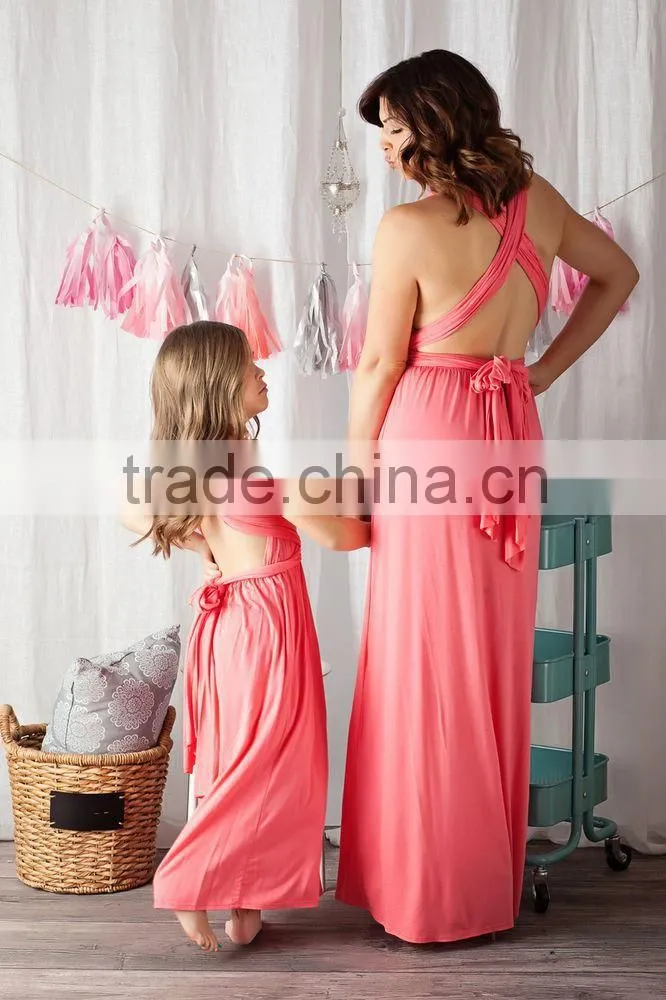 2015 hot selling family clothes, mother and child/daughter dress clothing design set, mommy and me maxi dress