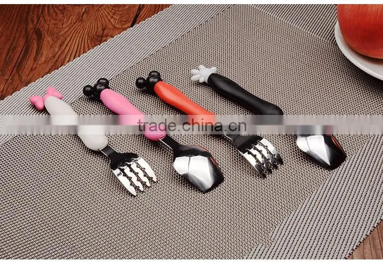 2016 mouse holder spoon stainless steel 304 spoon and fork for children