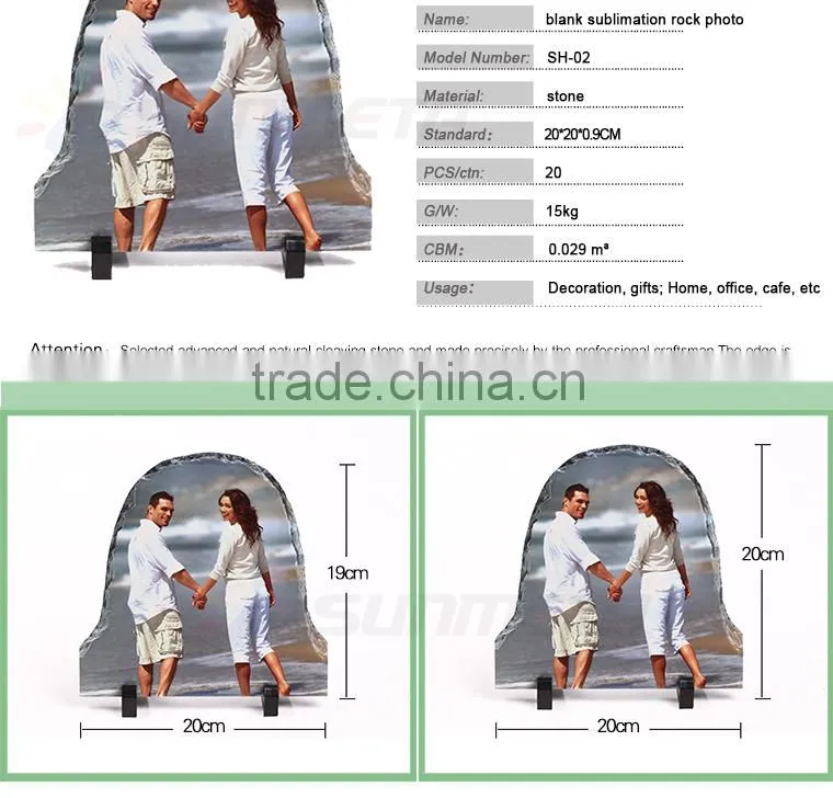 Sunmeta factory directly 3D sublimation blank rock photo SH02 20*20cm