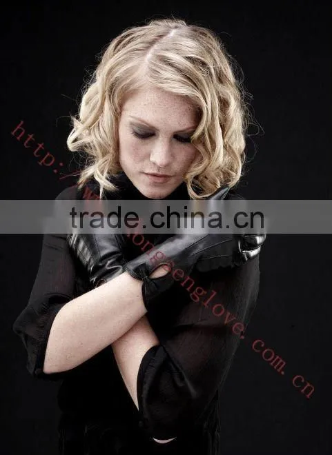 HS089 fashion leather gloves brown leather gloves