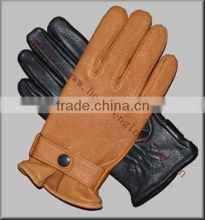 HS089 fashion leather gloves brown leather gloves