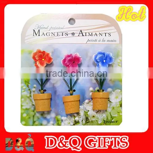 Polyresin flower pot fridge magnet