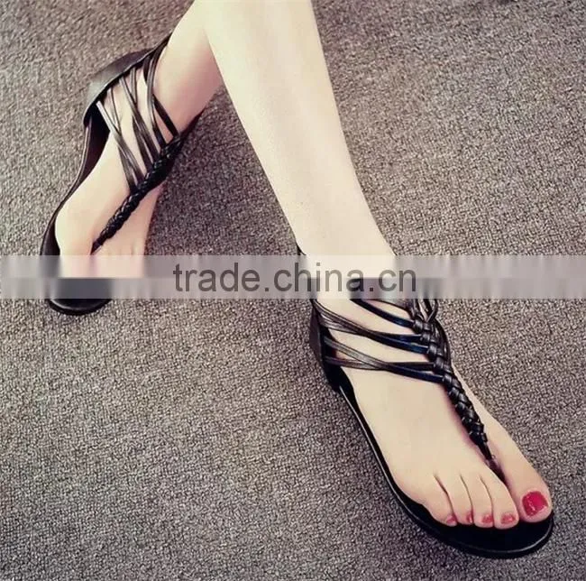 Roman Flat thong beach sandals casual flip zipper flat shoes