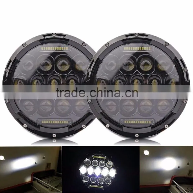Wholesale 75W 7 Inch Round Headlight 12v 24v & DRL forJee-p Wrangler JK/TJ/LJ 07-15 Harley and Hummer