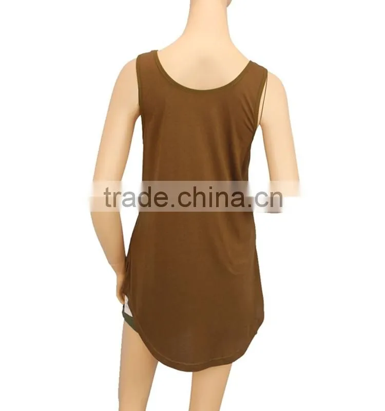 2016 S/S latest women tops stylish army green tank top