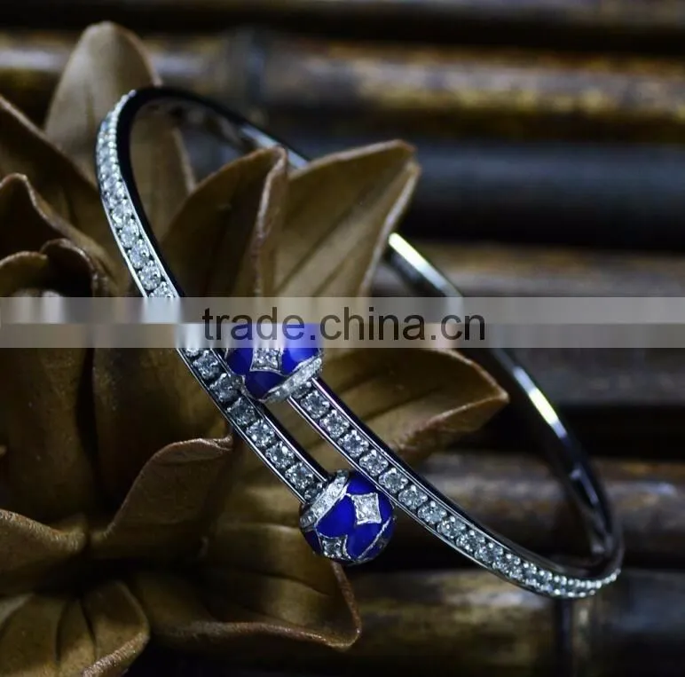 Hot sale 925 Sterling Silver Created Blue &White CZ Sapphire Tennis Bracelet