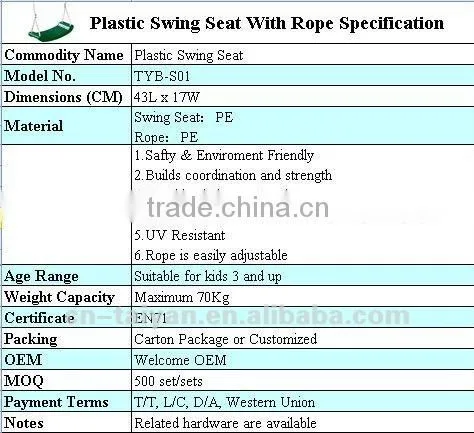 PLASTIC SWING SEAT