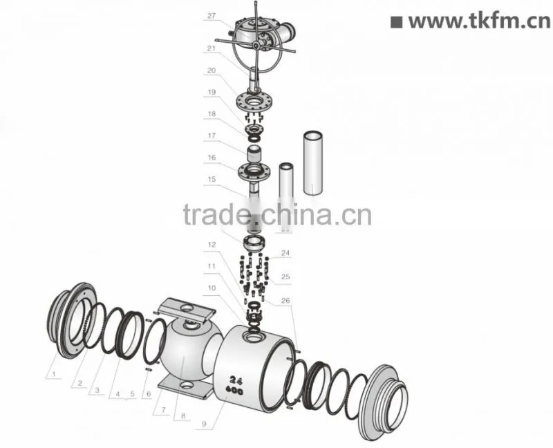 TKFM hot sale low pressure pipeline gas shielded welding trunnion ball valve