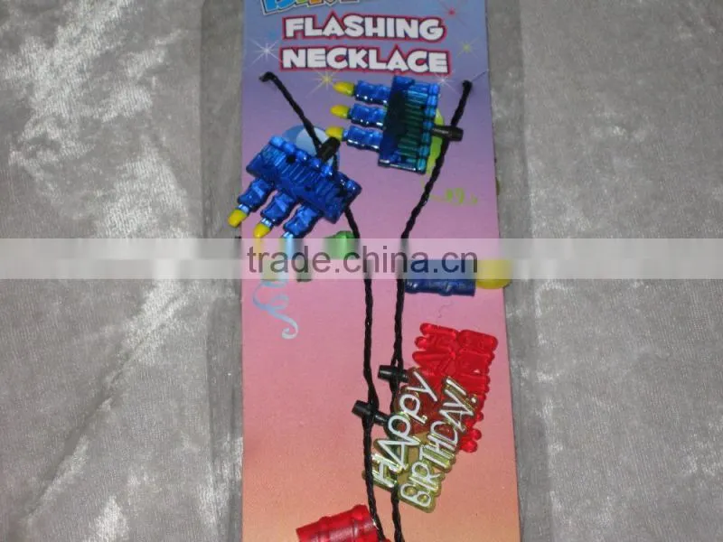 Colorful Happy Birthday Flashing Necklace Cake Candles Celebrate NEW!