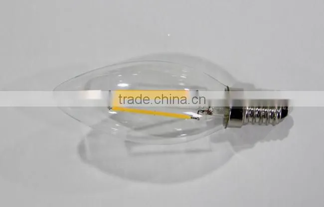 Full glass 200lm E14 2W led candle light with tail