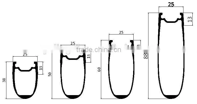 Wholesale Aero U shape 60mm carbon clincher rim 700C 23mm width, Road bike carbon clincher rim for Track bike 3K UD 12K