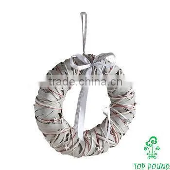 handmade Luxury Willow And Wood christmas wreath with red rope and white stars