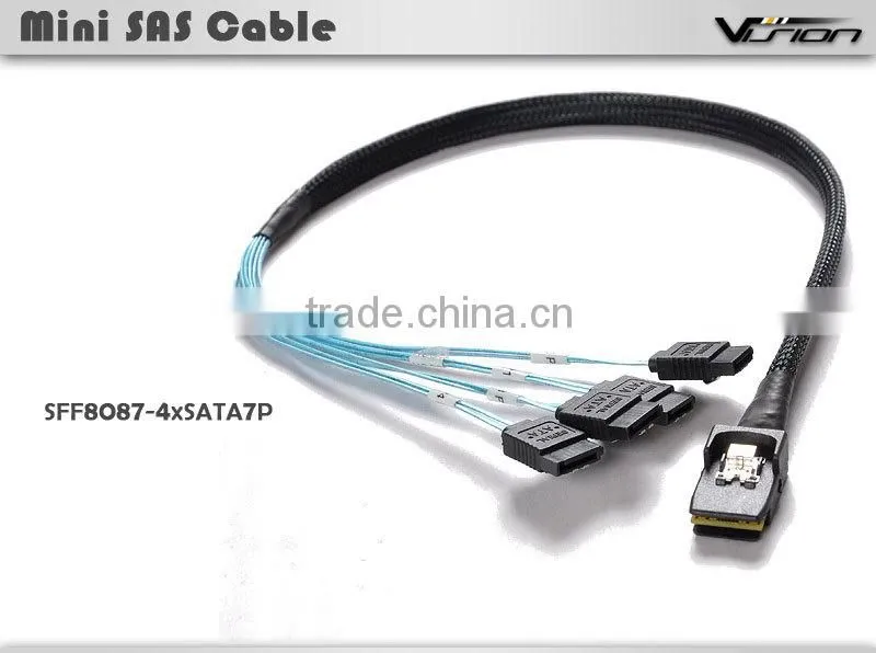 MINI SAS SFF-8087 To 4 SATA 90 degree Angled type HDD cable 100cm