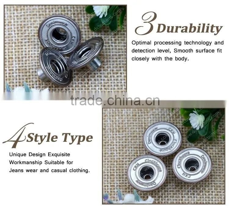 Round Shape custom jeans buttons for apparel button maker