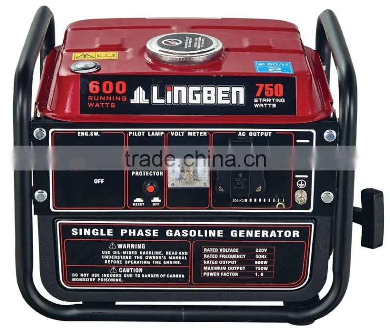 Lingben 500w mini power generator gasoline 12v dc generator low rpm