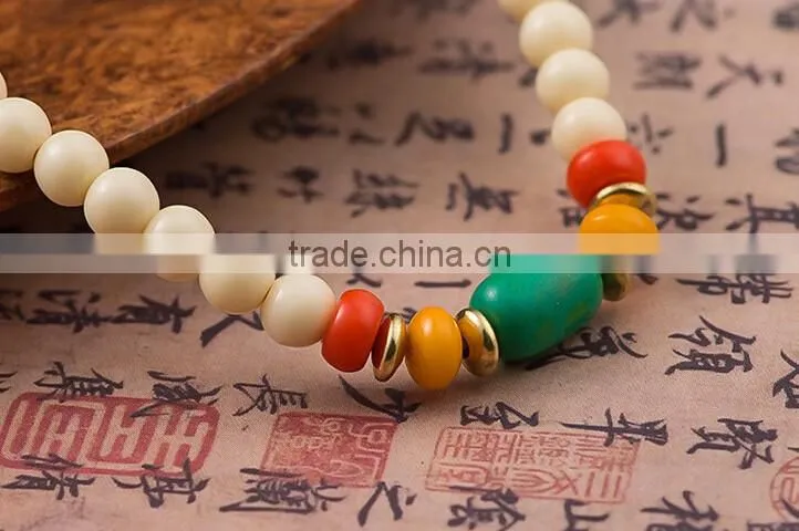 6mmx108Beads Women's Men's Artificial Hippopotamus Tooth Round Beads Bracelet