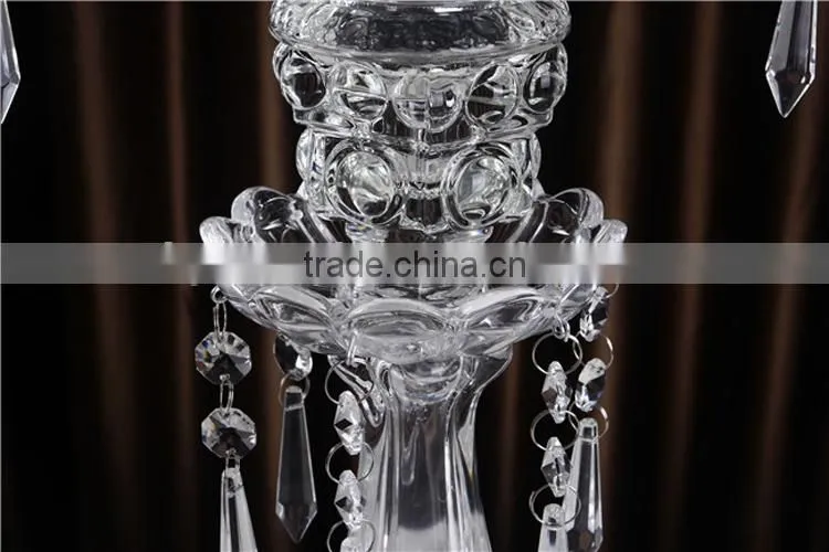 2 arms k9 crystal pink engraved base candle holder