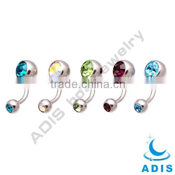 Surgical steel navel button rings jewelry with setting gems