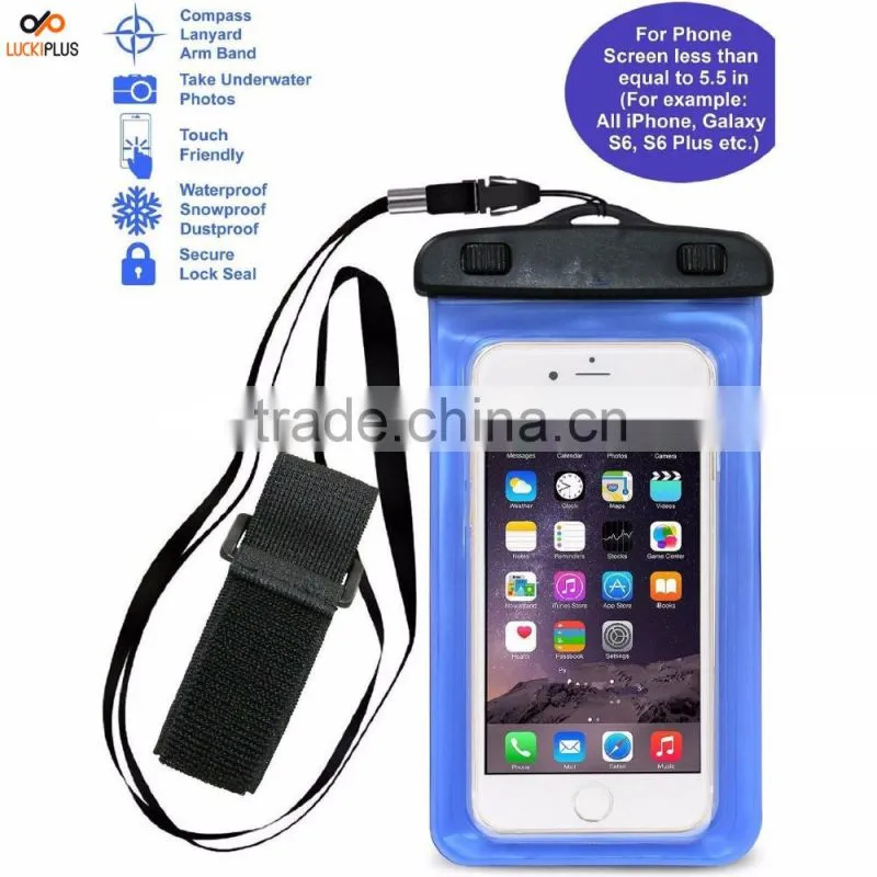 Luckiplus Travel Sport Swimming Phone Bag Waterproof, Snowproof, Dirtproof Case Bag for Phone Orange