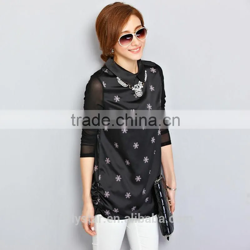 ladies fashion new design black satin black chiffon dresses
