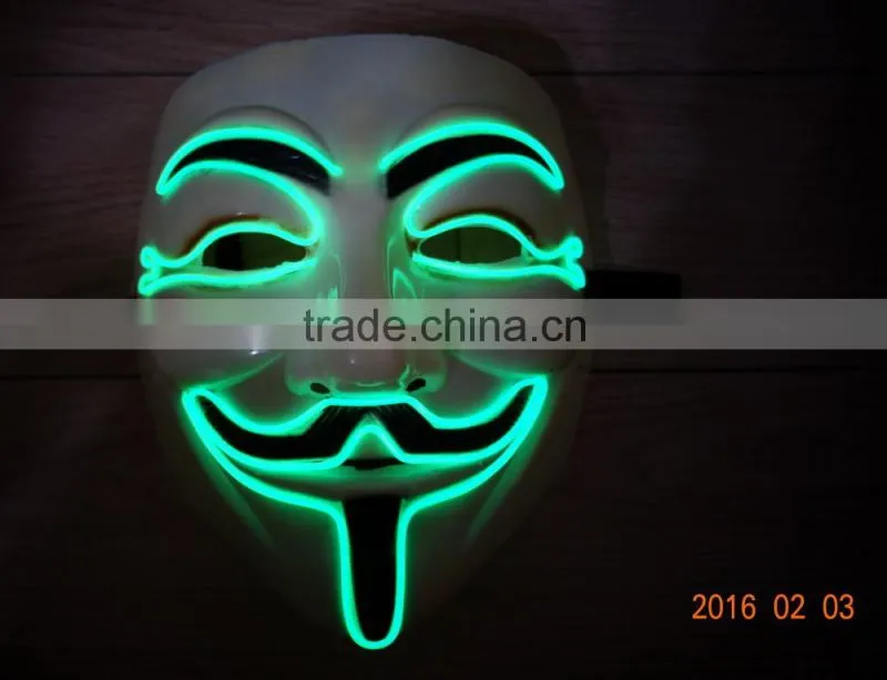 Hot Selling Party EL light Mask / EL WIRE V for Vendetta Mask