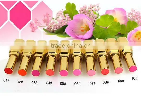 Wholesale Best Selling Fahsion Design Golden Tube Cosmetics Naked Natural Long Lasting Rose Red lipstick