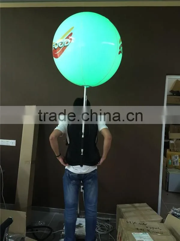 LED light backpack balloon, advertising walking balloon, inflatable backpack ball with logo