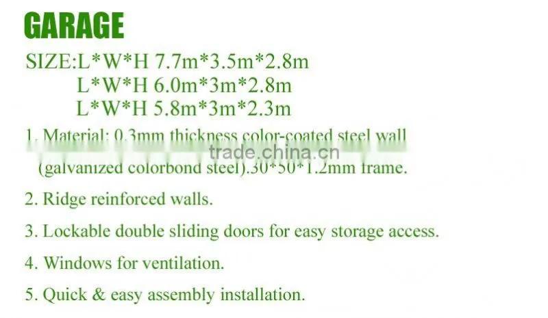 Professional Factory Metal Garden Shed / Garage