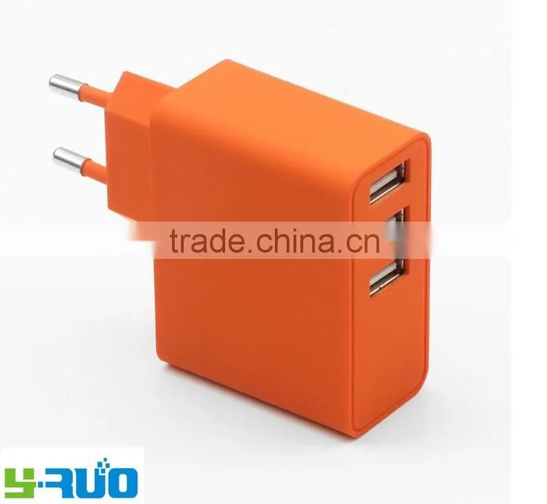 High quality Three 3 USB ports wall charger for tablet pc, mobile iphone, ipad, and samsung galaxy with 5V 3.4A output