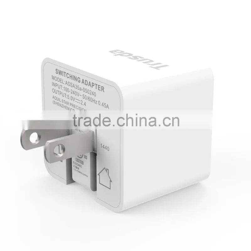2016 USB 5V 3.4A 17W AC Adapter USB Wall charger with 2 port USB Charger 3C PSE FCC UL