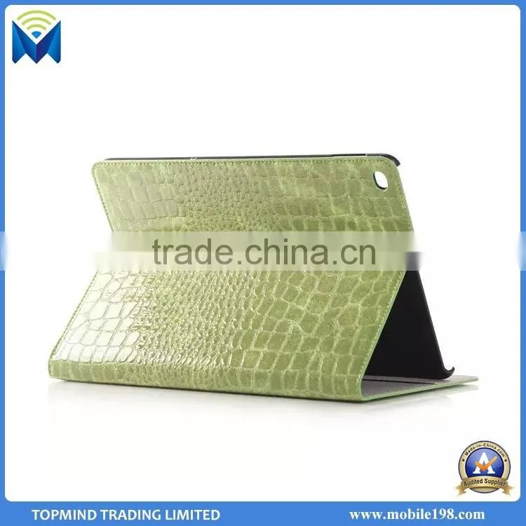 Crocodile Leather Case for iPad Air 2, Wallet Case Cover for iPad Air 2 with Card Slot
