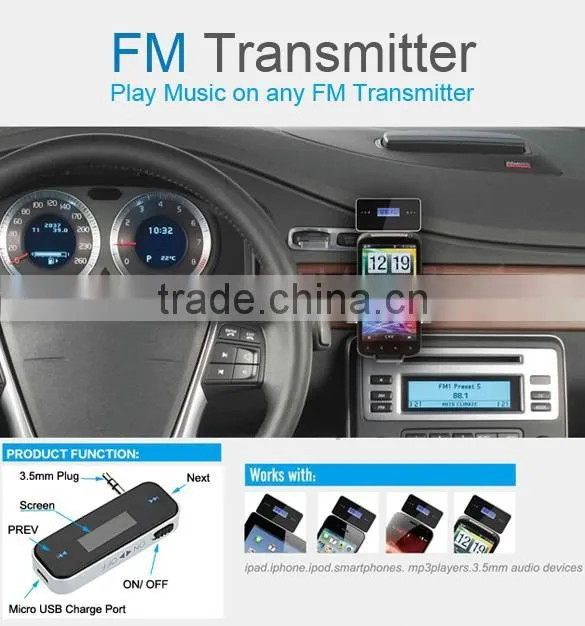 New Electronic Car MP3 Player 3.5mm In-car FM Transmitter For iPhone /iPod Touch/ipad Mini Wireless Transmitter