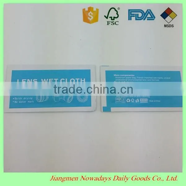Hot sell lens glasses screen cleaning wet wipes